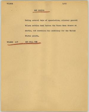 Primary view of object titled '[News Script: Wilson]'.
