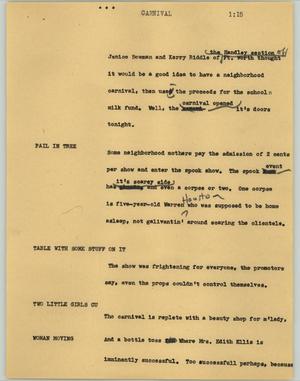 Primary view of object titled '[News Script: Carnival]'.