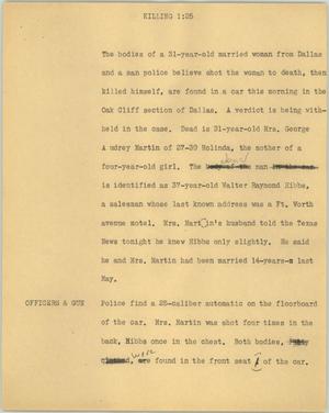 Primary view of object titled '[News Script: Killing]'.