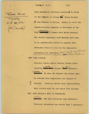 Primary view of object titled '[News Script: Connally]'.