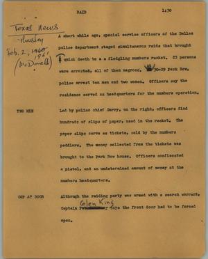 Primary view of object titled '[News Script: Raid]'.