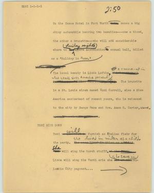 Primary view of object titled '[News Script: Toni]'.