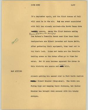 Primary view of object titled '[News Script: Dove hunt]'.