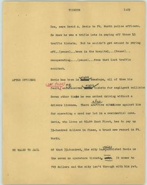Primary view of object titled '[News Script: Tickets]'.