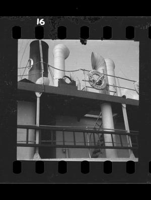 Primary view of object titled '[Closeup of a ship]'.
