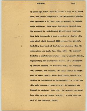 Primary view of object titled '[News Script: Monument]'.