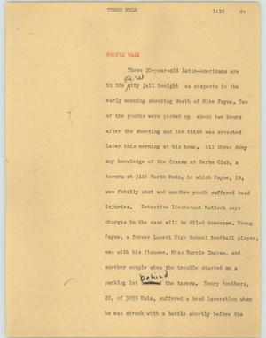 Primary view of object titled '[News Script: Three held]'.