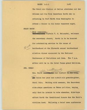 Primary view of object titled '[News Script: Korth]'.
