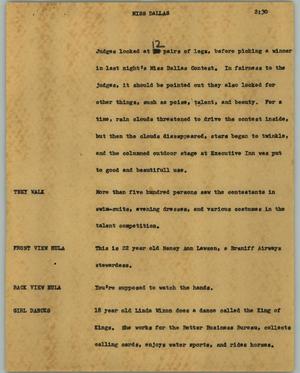 Primary view of object titled '[News Script: Miss Dallas]'.