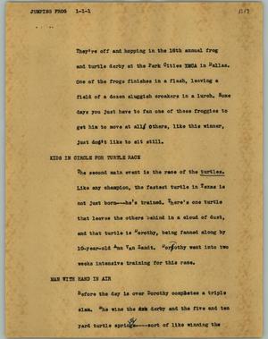Primary view of object titled '[News Script: Jumping frog]'.