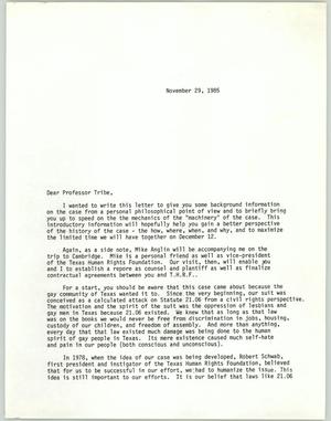 Primary view of object titled '[Letter from Don Baker to Prof. Laurence Tribe]'.