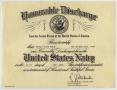 Text: [Don Baker's honorable discharge certificate from the United States N…