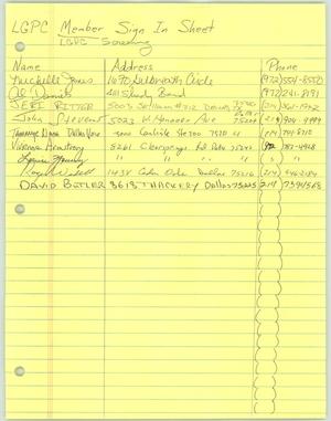 Primary view of object titled 'LPGC Member Sign In Sheet'.