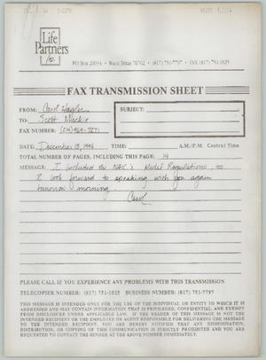Primary view of object titled '[Fax: Viatical Settlements Model Act]'.
