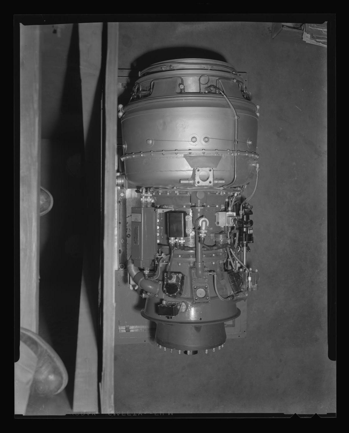 [The Lycoming turbine engine before installation in the XH-40 #1]
                                                
                                                    [Sequence #]: 1 of 1
                                                