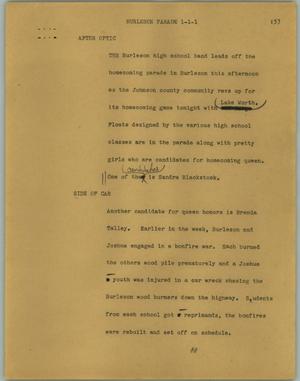 Primary view of object titled '[News Script: Burleson parade]'.