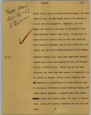 Primary view of object titled '[News Script: Beating]'.