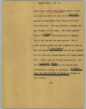 Primary view of object titled '[News Script: Walker trial]'.