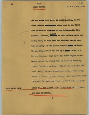 Primary view of object titled '[News Script: Race]'.