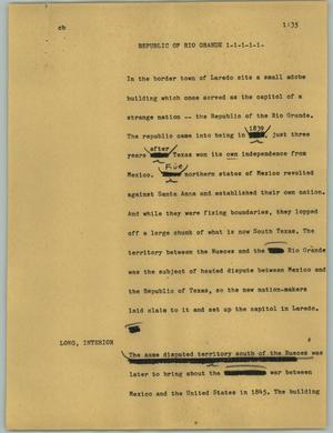 Primary view of object titled '[News Script: Republic of Rio Grande]'.