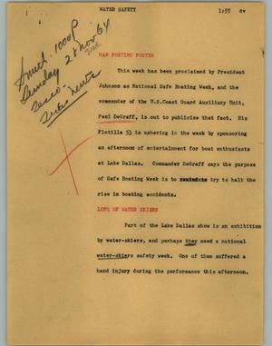 Primary view of object titled '[News Script: Water safety]'.