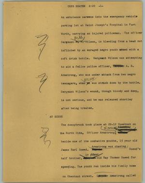 Primary view of object titled '[News Script: Cops beaten]'.