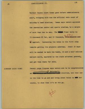 Primary view of object titled '[News Script: Commissioners CT.]'.