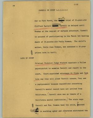 Primary view of object titled '[News Script: Carroll in court]'.