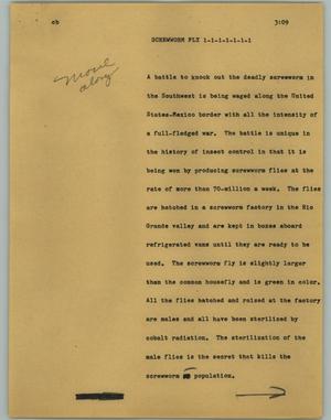 Primary view of object titled '[News Script: Screwworm fly]'.