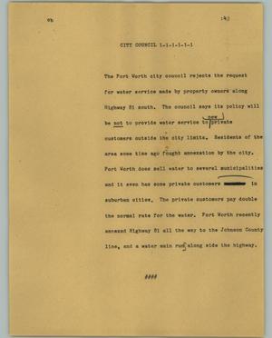 Primary view of object titled '[News Script: City council]'.