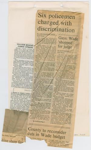 Primary view of object titled '[Newspaper Clipping: Six policemen charged with discrimination]'.