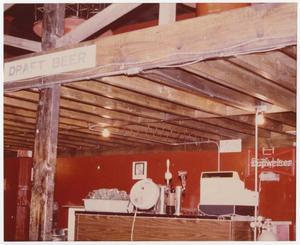 Primary view of object titled '[Rafters above a bar]'.