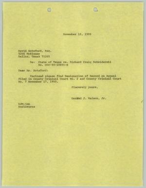 Primary view of object titled '[Letter to Donald J. Maison, Jr. to David Botsford, November 18, 1980]'.