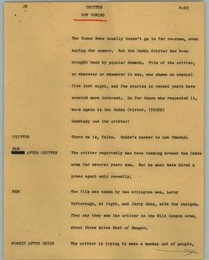 Primary view of object titled '[News Script: Critter]'.