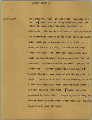 Primary view of object titled '[News Script: Johnny Green]'.