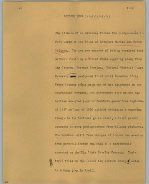 Primary view of object titled '[News Script: Loicano Bros]'.