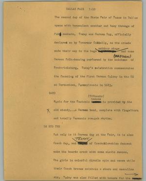 Primary view of object titled '[News Script: Dallas fair]'.