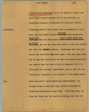 Primary view of object titled '[News Script: Post office]'.