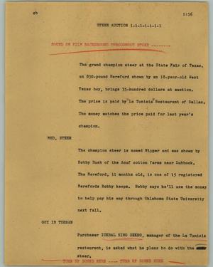 Primary view of object titled '[News Script: Steer auction]'.
