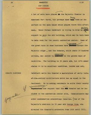 Primary view of object titled '[News Script: Majestic]'.