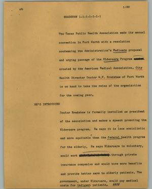 Primary view of object titled '[News Script: Bradshaw]'.