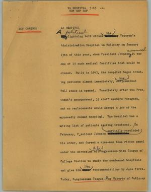 Primary view of object titled '[News Script: VA hospital]'.