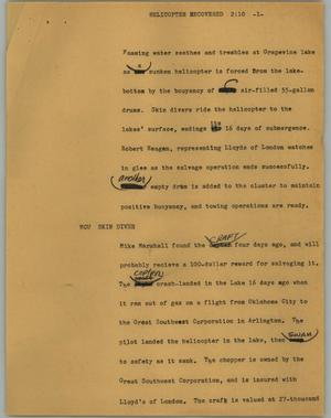 Primary view of object titled '[News Script: Helicopter recovered]'.