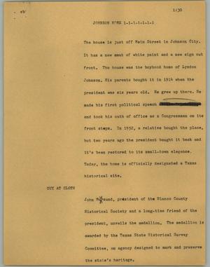 Primary view of object titled '[News Script: Johnson home]'.