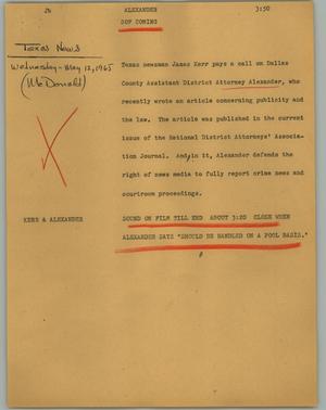 Primary view of object titled '[News Script: Alexander]'.