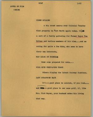 Primary view of object titled '[News Script: Golf]'.