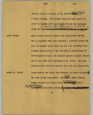 Primary view of object titled '[News Script: Bank]'.