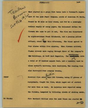 Primary view of object titled '[News Script: Fire!!!!!!]'.