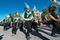 Photograph: [North Texas marching band in front of the Denton courthouse]