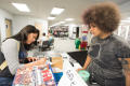 Photograph: [Students enter raffle at the UNT Media Library]